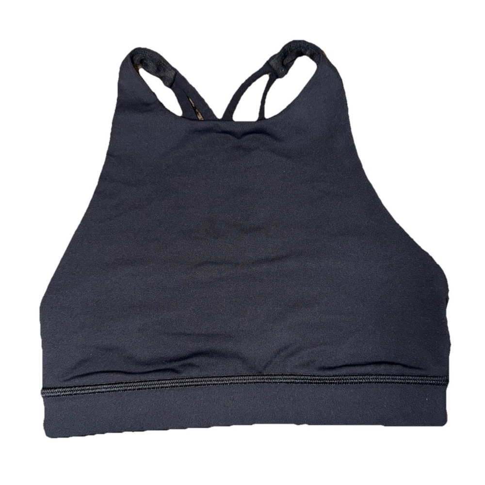 LULULEMON ENERGY BRA HIGH NECK BLACK COLOR SIZE 2 PTP 12”